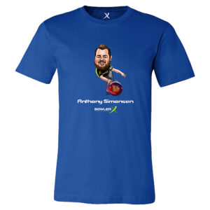 Anthony Simonsen PBA Caricature Bowling Tee Shirt – Royal Blue