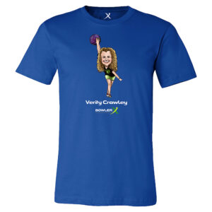 Verity Crawley PWBA Caricature Bowling Tee Shirt – Royal Blue